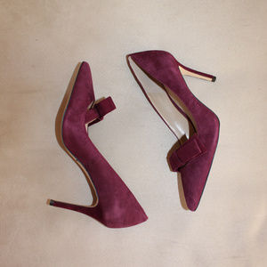 Ann Taylor Red Wine SUEDE Heels Shoes Work Pumps 7.5